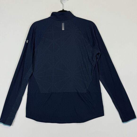 Under Armour Heat Gear Women XL Navy Blue Sheer Back Fitted Running Track Jacket - Picture 4 of 7